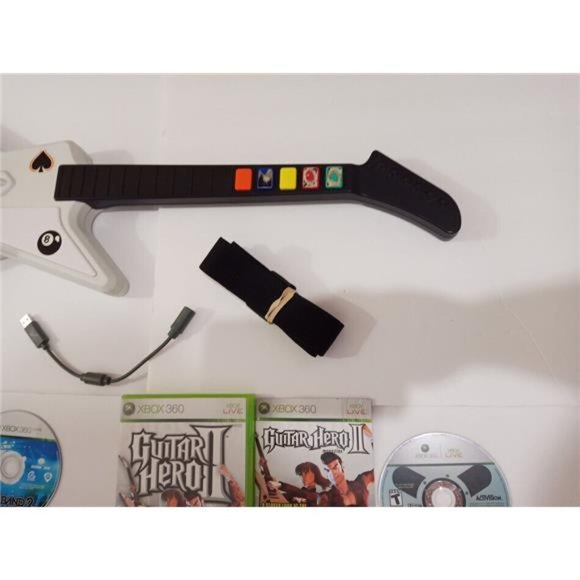 Guitar Hero II Xplorer X-Plorer Rock Band Controller Bundle Lot Dongle Xbox 360 - Picture 5 of 10